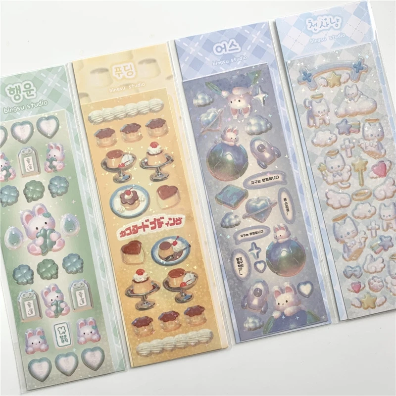 Korean ins Cute Angel Rabbit Sticker Scrapbooking Idol DIY Album Decoration Sticker Aesthetic Personalized Kawaii Stationery