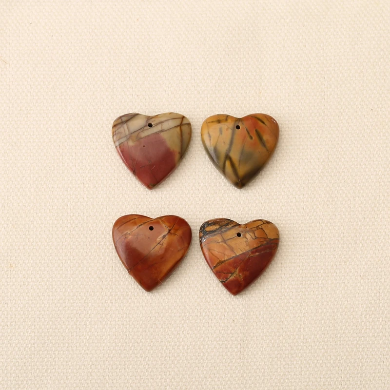 

4PCS Multi Color Picasso Jasper Heart Pendant Beads Natural Stone Fashion Jewelry Accessories 21x20x5mm for Necklace Making
