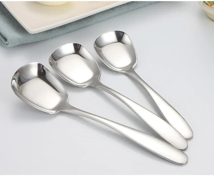 

Stainless Steel Ice Cream Spoon Square Head Coffee Scoops Dessert Cake Sugar Spoon For Kitchen Cafe Rainbow Tableware PA 003