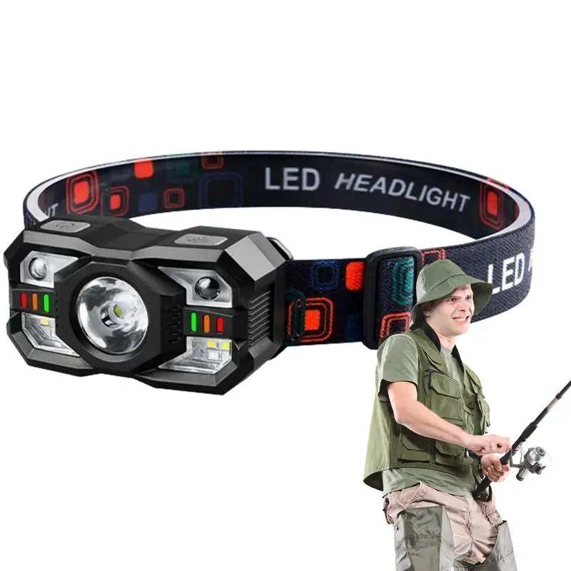 Rechargeable Sensor Headlamp 5 Lighting Modes Adjustable LED Headlamp With Motion Sensor Camping Accessories Headband Lamp