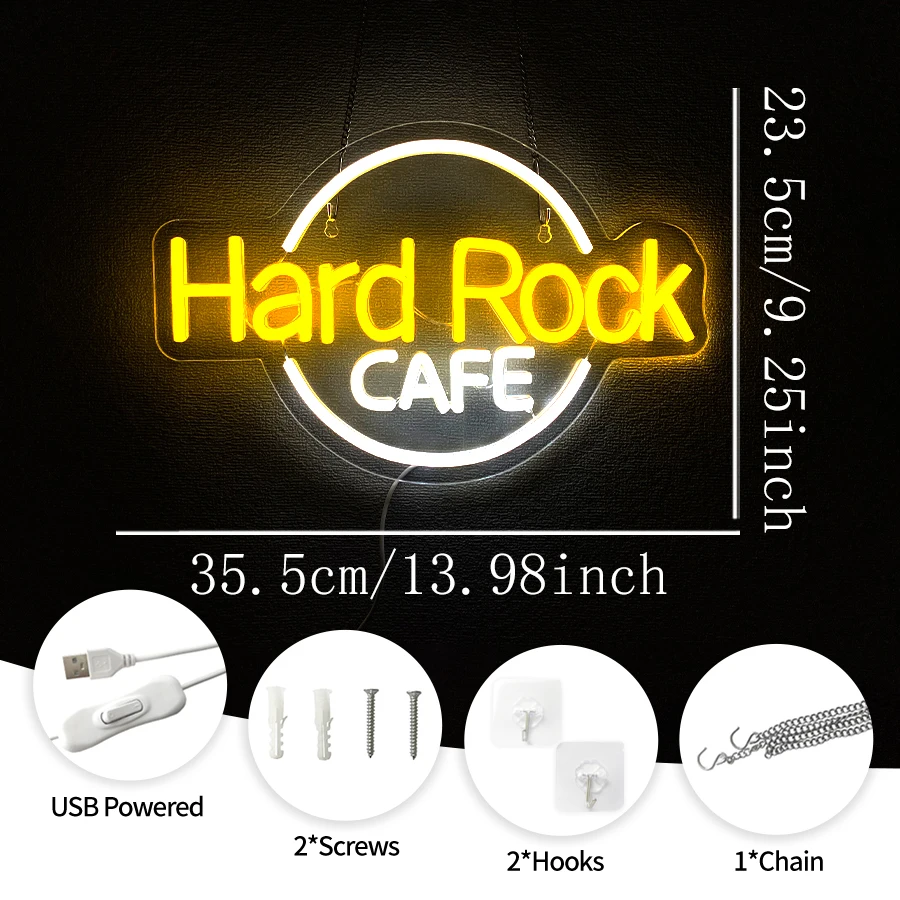 하드 록 카페 네온사인, 벽 장식용 LED 네온 조명, - Garage Lighting Decor 리뷰 및 가격