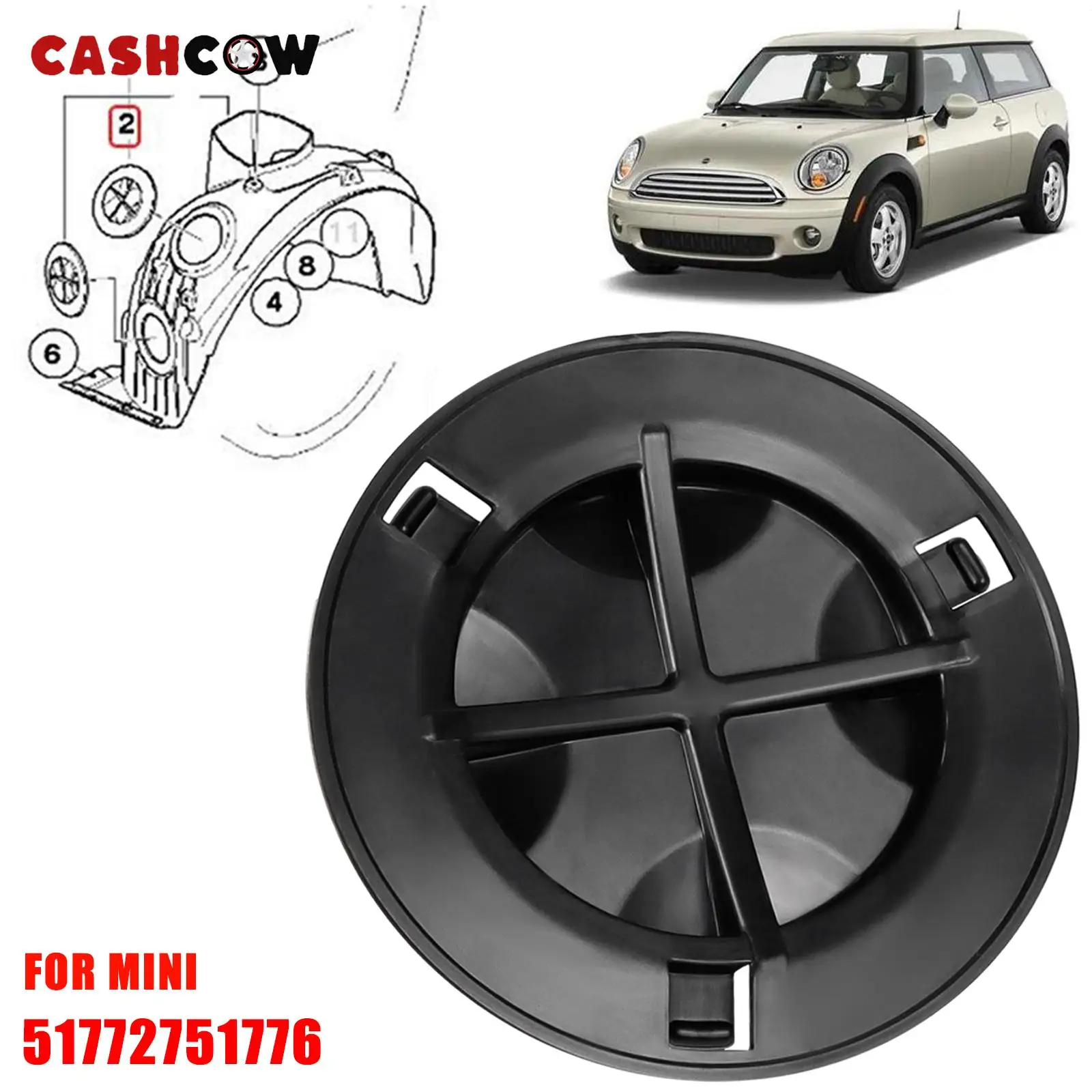 Front Left Right Fender Liner Inner Splash Guard Mudguard Cover Fender Lining Bulb Cap for BMW Mini Cooper R55 R56 R58 2007-2015