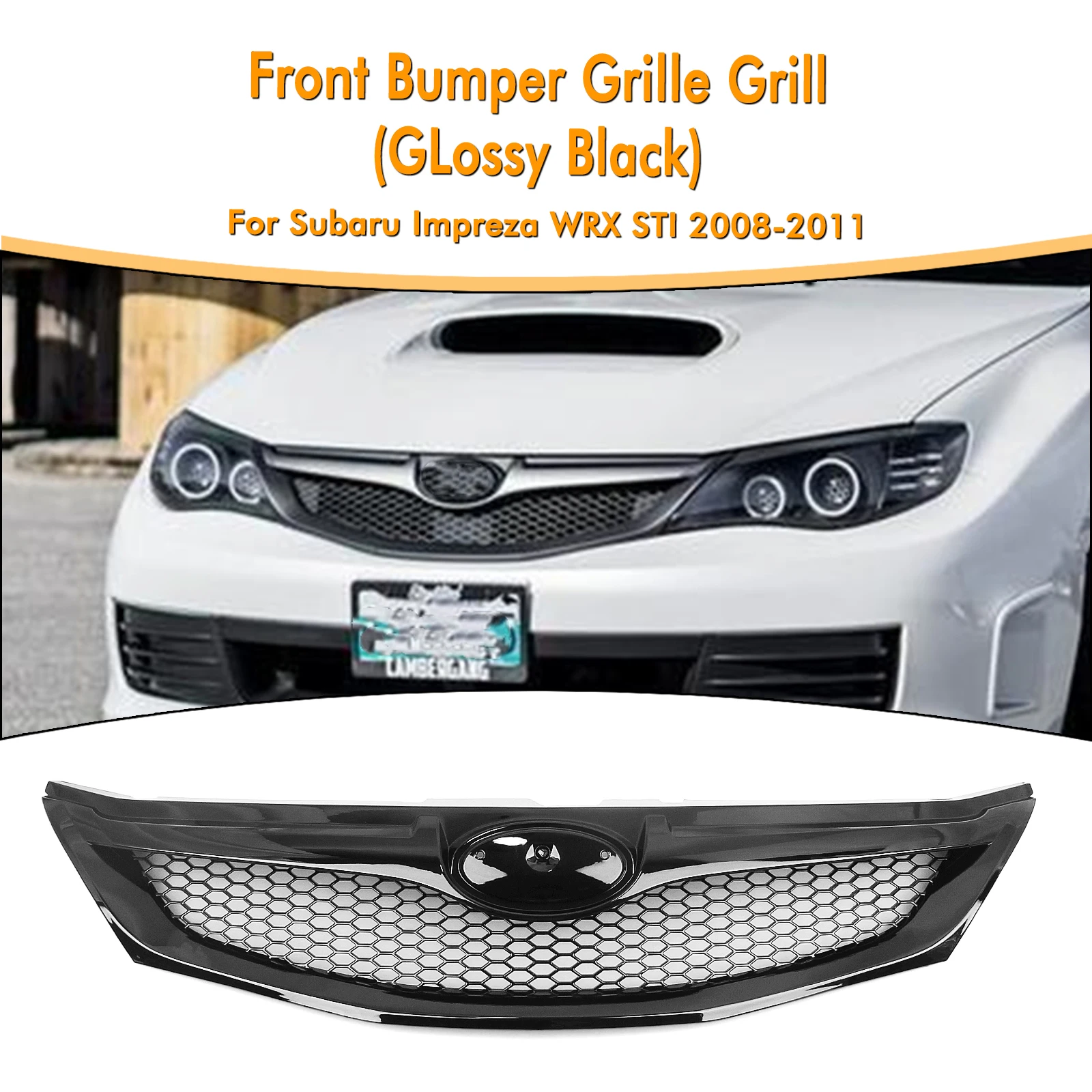 Front Racing Grill Hood Mesh For Subaru Impreza WRX STi 2008 2009 2010 2011