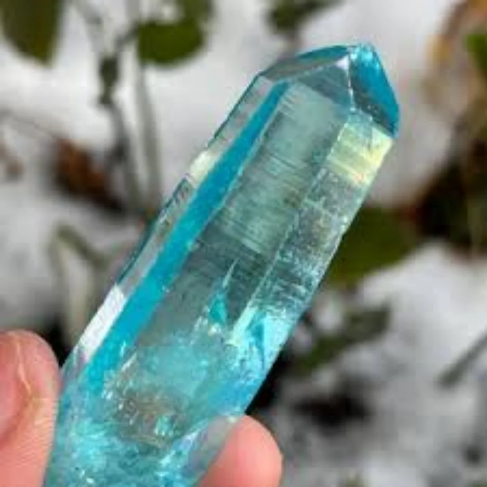 1 قطعة برج كوارتز Aqua Aura - برج كوارتز Aura الأزرق - برج كوارتز عالي الارتفاع - كوارتز وأبراج ذهبية شفافة