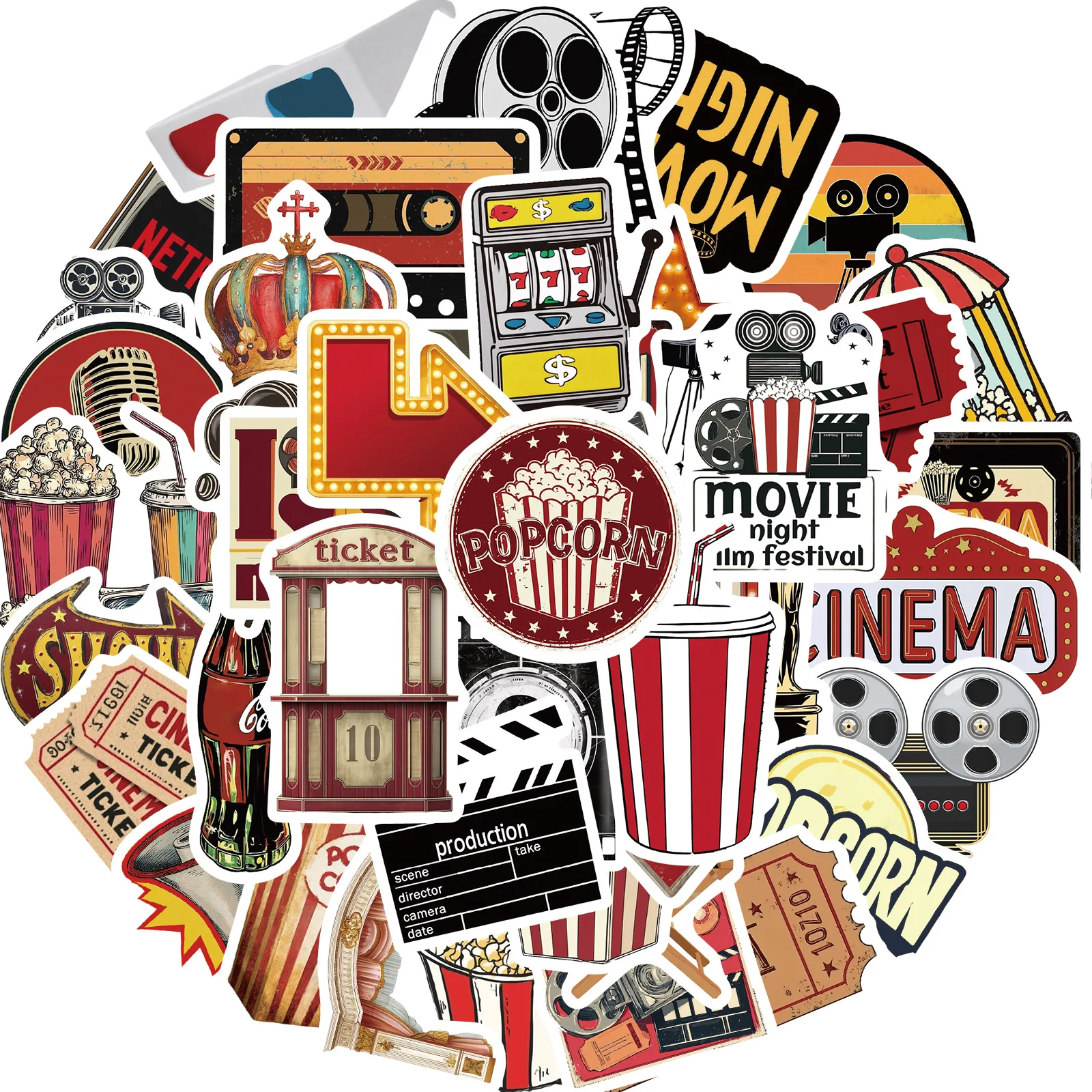 10/50 قطعة الكرتون الرجعية الفيلم الطرفية الكتابة على الجدران ملصقات شخصية باردة متعة DIY بها بنفسك كوب ماء صندوق أدوات مكتب مكتب سكوتر