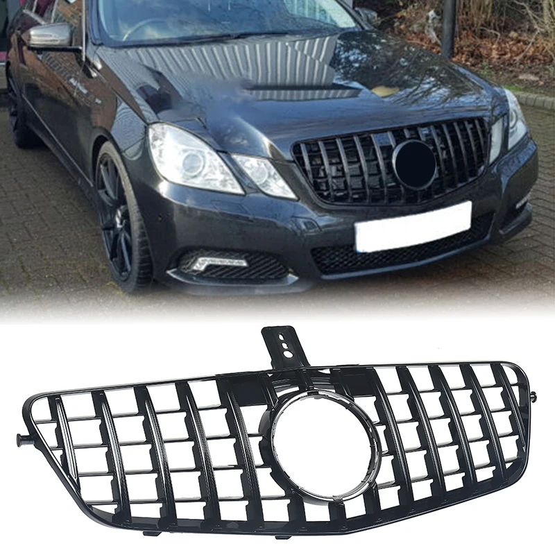 

Front Grate FOR MERCEDES BENZ E-CLASS W212 2009-2013 FRONT GRILLE GLOSS BLACK PANAMERICANA GT GTR STYLE CAR Accessories