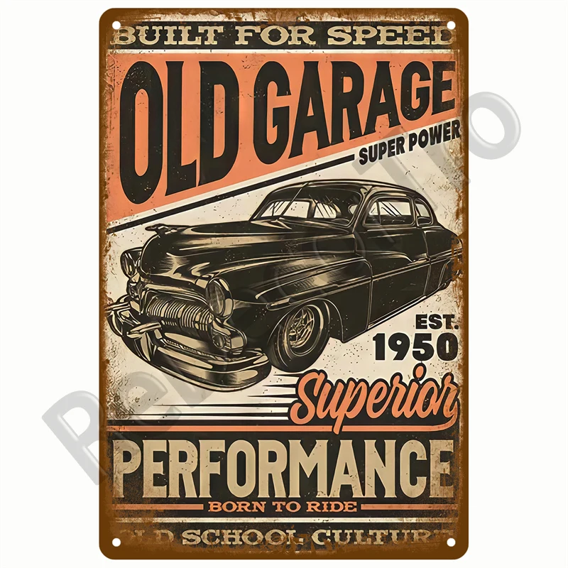 Retro Motor Oil Gas Tyre Racing Tin Sign Poster Iron Plates Metal Sign Garage Bar Pub Club Man Cave Home Decor Wall Decor Art