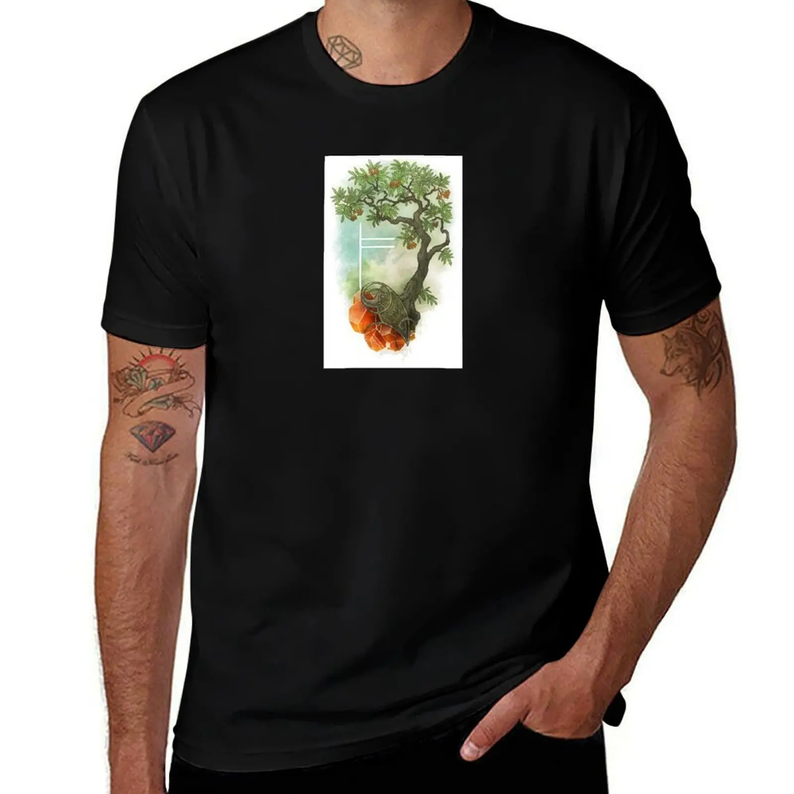 

OGHAM art - LUIS The Rowan Tree T-Shirt anime t shirts for man man t shirt summer t shirts cotton 100% T-shirt