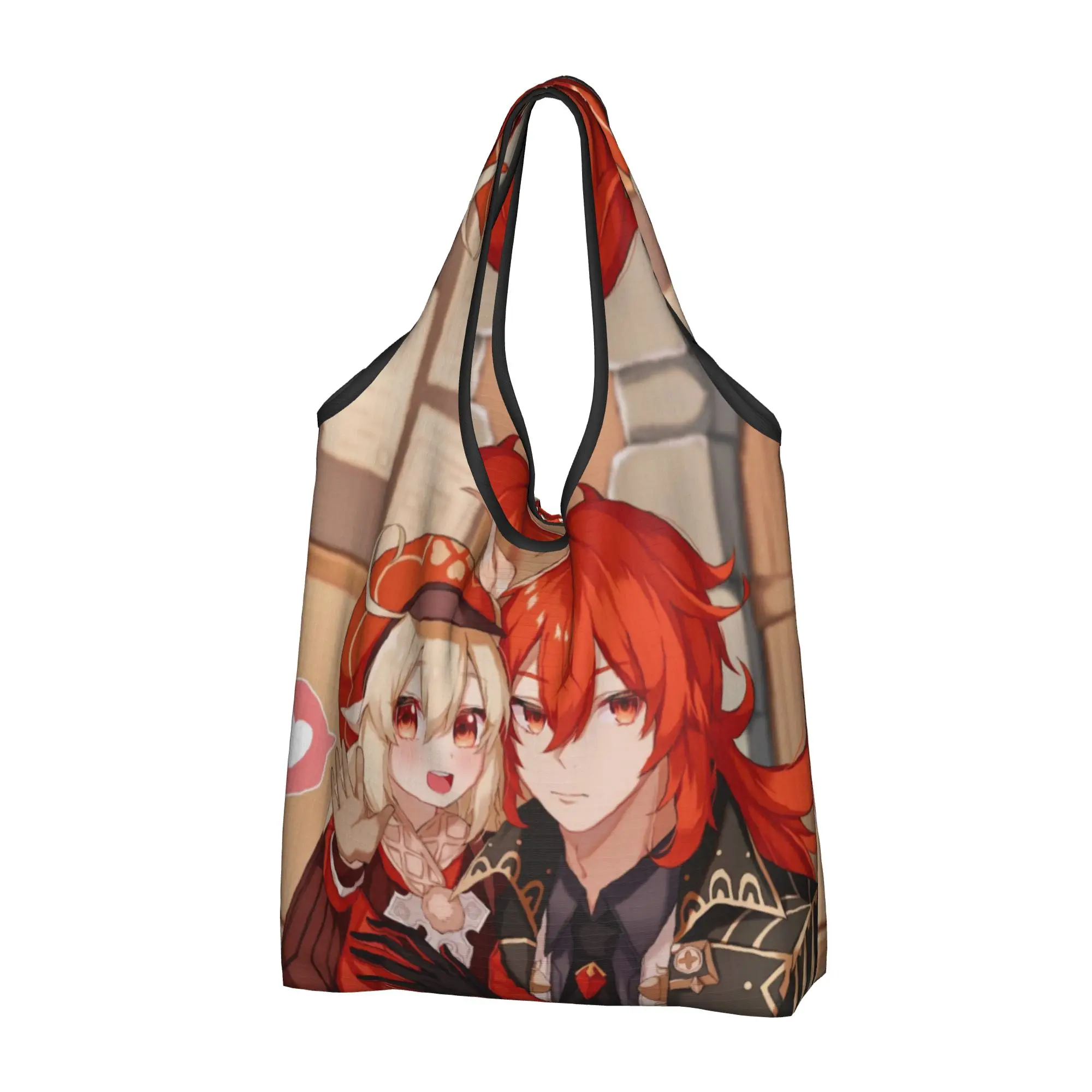 Kawaii Print Anime Genshin Impact Shopping Tote Bag Portable Shoulder Shopper Manga Kawaii  Handbag