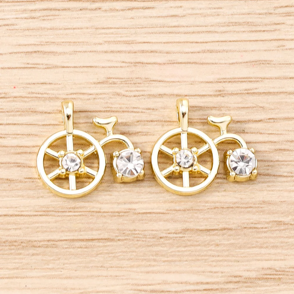 Tusember 5 Stück Niedliche Kristall-Metall-Fahrrad-Charms Perlen Anhänger für Halsketten Ohrringe Armbänder DIY Schmuckherstellung Zubehör – Detail 8