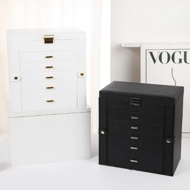 Large Ring Storage Box Luxury Necklace Organizer Box Multifunctional Bracelet Packaging Case Jewelry Collection Case with Mirror