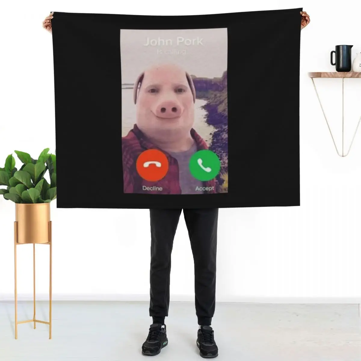 John Pork Is Calling Meme Throw Blanket Travel Picnic Stuffeds Thermals For Travel heavy to sleep Bed Blankets