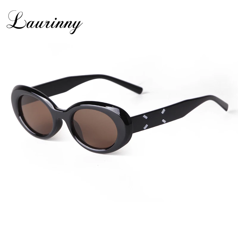 LAURINNY Fashion Tortoise Shell Frame Oval Sunglasses Brand Vintage Women Brown Lens Square Sun Glasses Men Shades Female UV400