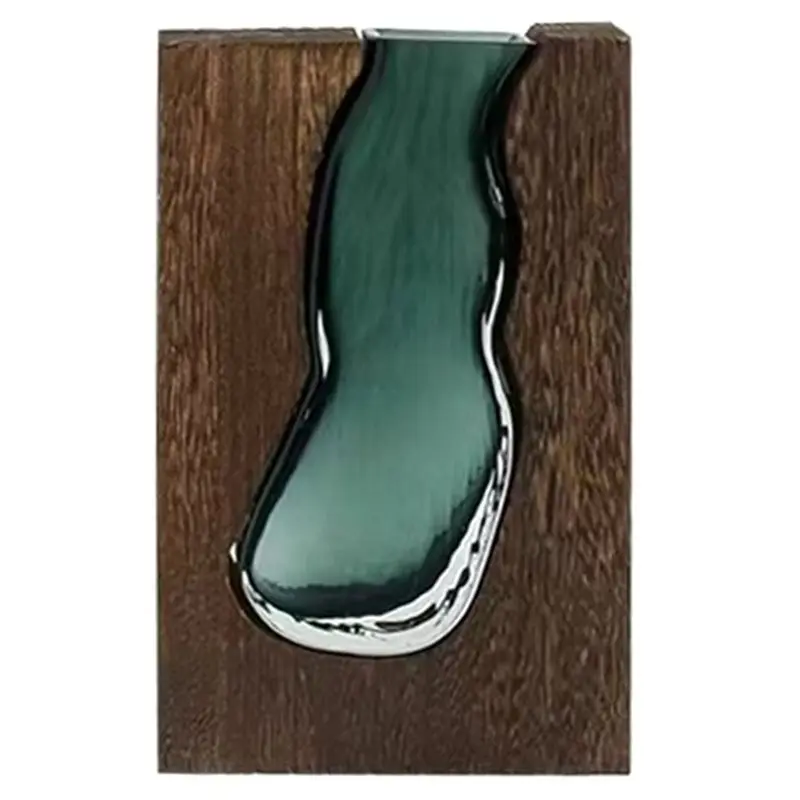 

ABKO-Glass Vase Wooden Flower Arrangement Bottle Modern Hydroponic Flower Holder Transparent Exquisite Flower Pot Homestay
