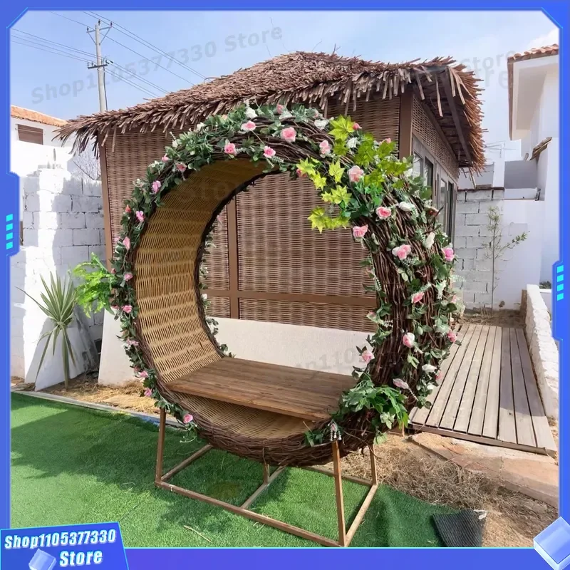Creative Rattan Hanging Chair Bali Bird Nest Outdoor Photo Swing Scenic Prop for Cultural Tourism Shooting Decorative Hanging