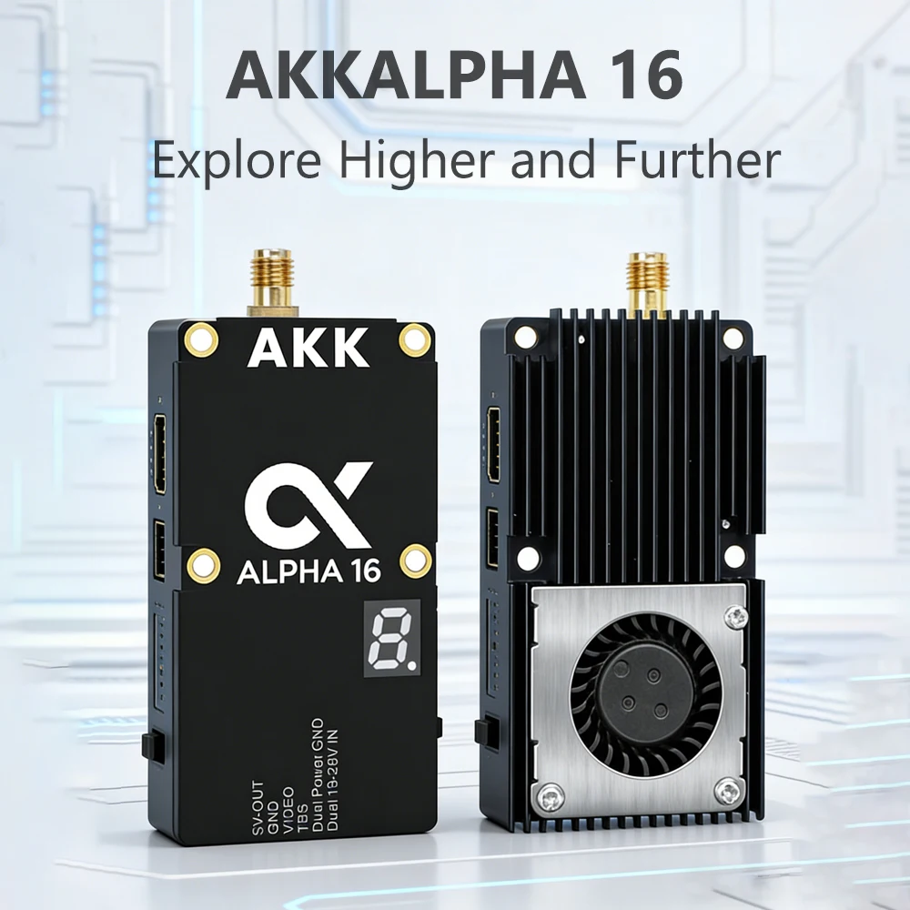 

Видеопередатчик AKK Alpha 16 FPV 5.8ГГц 16Вт сверхдальнего действия с 96 каналами и охлаждающим вентилятором для гоночных дронов