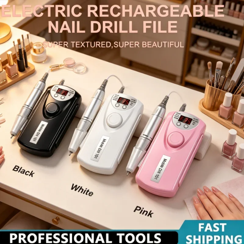 Low Noise Rechargeable 35000RPM Professional Nail Drill Machine Electric Motor Polisher Sander for Manicure Nails