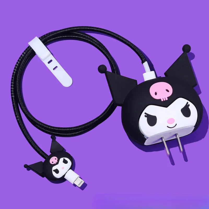 Sanrio Hello Kitty Charger Smart Cover New Cartoon Kuromi Suitable Apple Data Cable Charging Cable Decoration Women Accessories