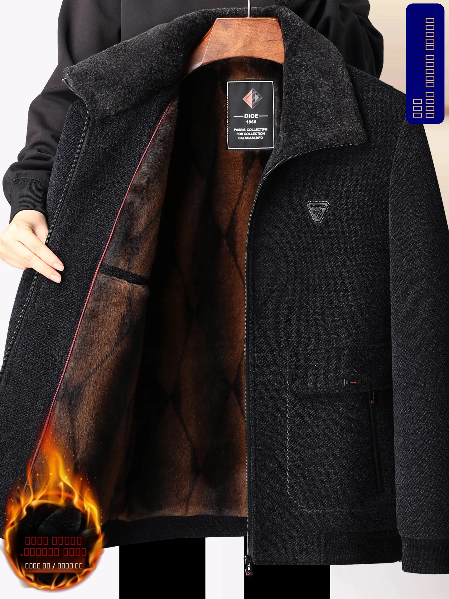 

Утепленное шерстяное мужское пальто Snailir: Теплая хлопковая одежда для мужчин среднего и старшего возраста, повседневное, с длинными рукавами