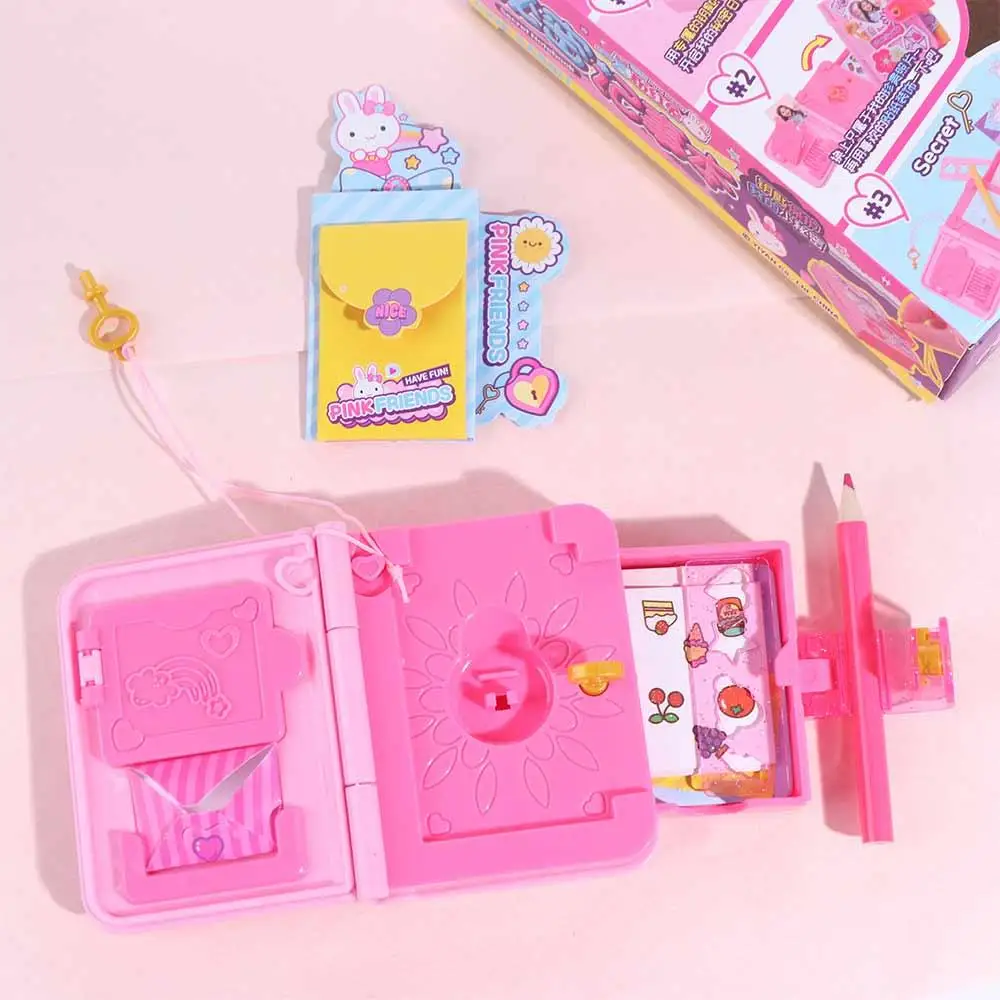 Pink Rabbit Children's Secret Notepad Cartoon Toys Pretend Play Kids Writing Notebook Kawaii Stationery Student Diary