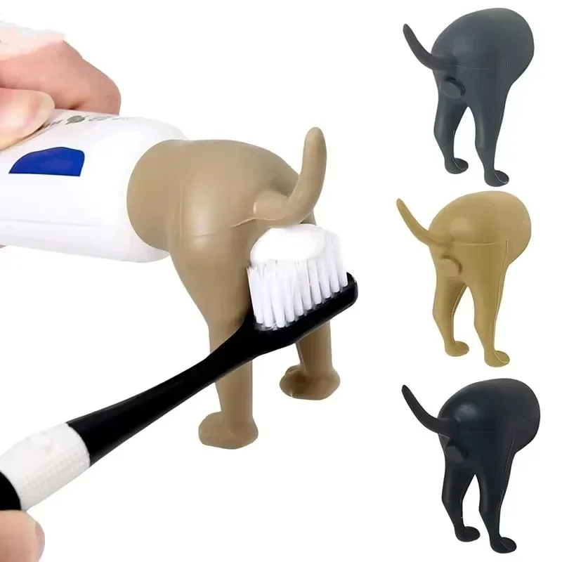 Funny Pooping Dog Butt Toothpaste Topper Toothpaste Dispenser Squeezers Bathroom Accessories Home Toothpaste Lid for Kids Adults