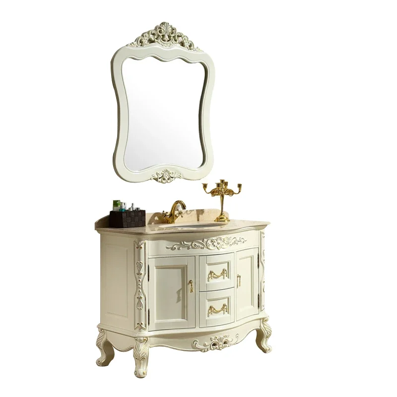 

Floor Type Bathroom Vanity Washbasin Combination Oak Antique Bathroom Cabinet Customization