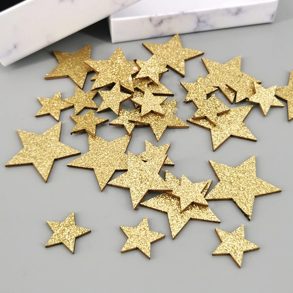 Wooden Stars Glitter Sequin Confetti for DIY Handmade Craft Wedding Birthday Christmas Party Table Centerpiece Showcase Decor