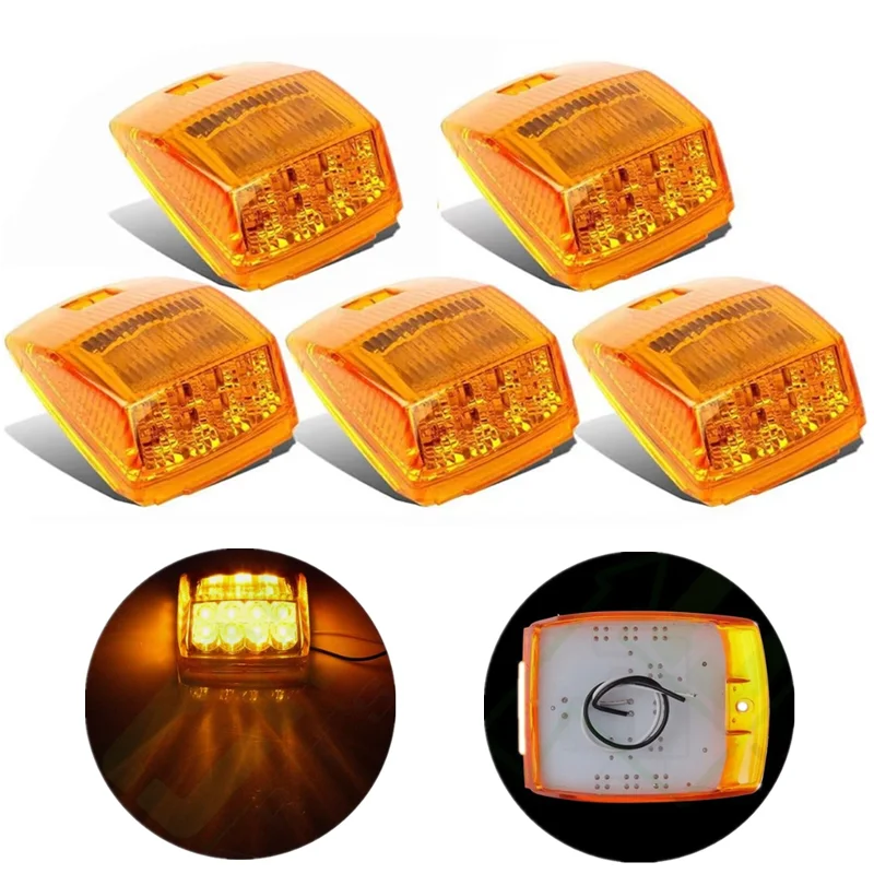 

5PCS Cab Roof Marker Lights Clear Amber Lens For Truck SUV Roof Running Lamp Warning Lights Signal Lamp