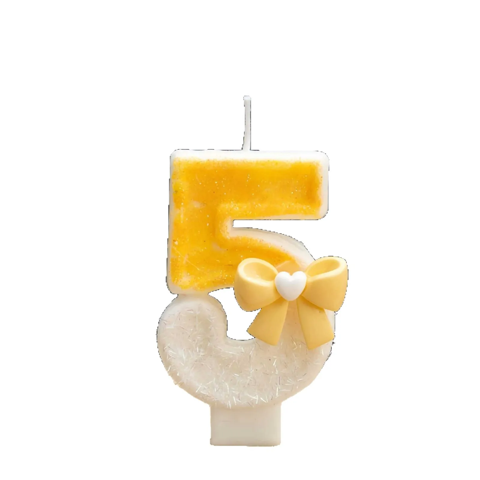 New yellow bow birthday cake plug-in DIY digital candle