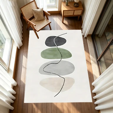 Medieval Style Pebble Stone Pattern Abstract Pattern Carpet, Simple Wave Line Carpet, Soft Non-Slip Indoor Floor Mat, Household Floor Mat