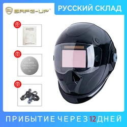 4 Sensor Soldering Welding Mask Large View Auto Darkening Solar Welding Helmet Lens Cap Chameleon for TIG MIG MAG MMA True Color