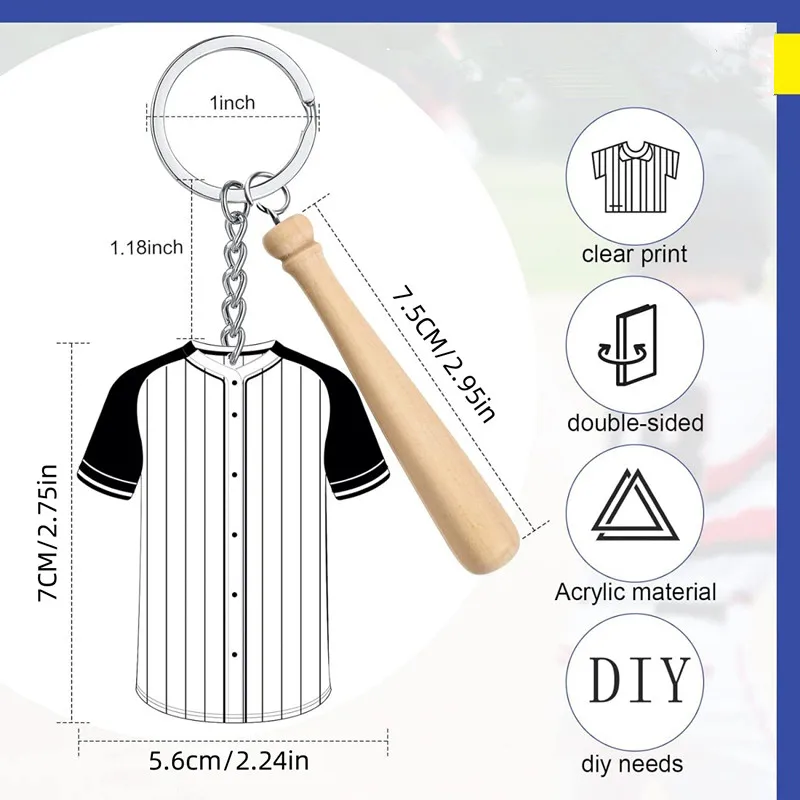 Creative Acrylic Jersey Baseball Key Chain Unisex Bag Key Pendant Sports Event Party Exquisite Gift DIY Men's Pendant