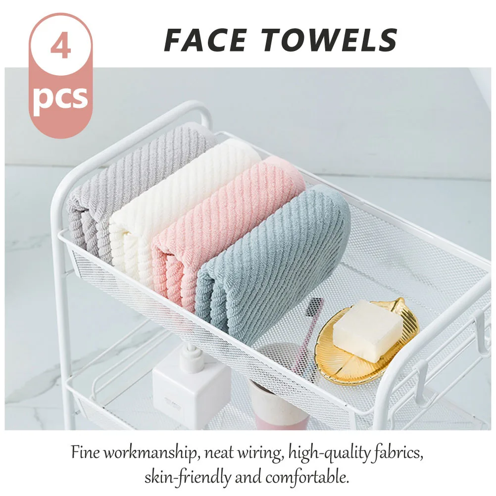 

4Pcs Cotton Face Washcloths Supple Soft Durable Towels for Home Travel Bath Quick Dry Water Absorbent Supple Towels