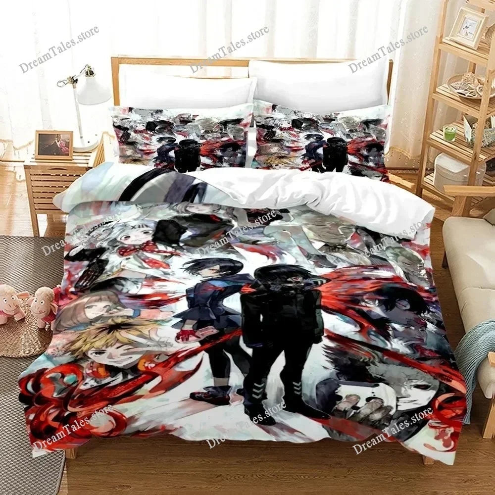 

Tokyo Ghoul Kaneki Ken Bedding Set Cartoon Anime Set Adult Kid Bedroom Duvet Cover Sets 3D Print Anime Home Textileextile