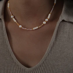 New Freshwater Pearl Necklace For Women Fashion Glass Beads Turquois Colorful Neck Chain Bohemian Jewelry Gift Wholesale
