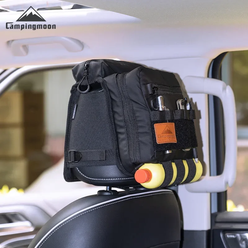 CAMPINGMOON Cheap Black BK-PL Multi-functional Headrest Bag for Car Seating with Glasses Pocket and Built-in Storage Organizer