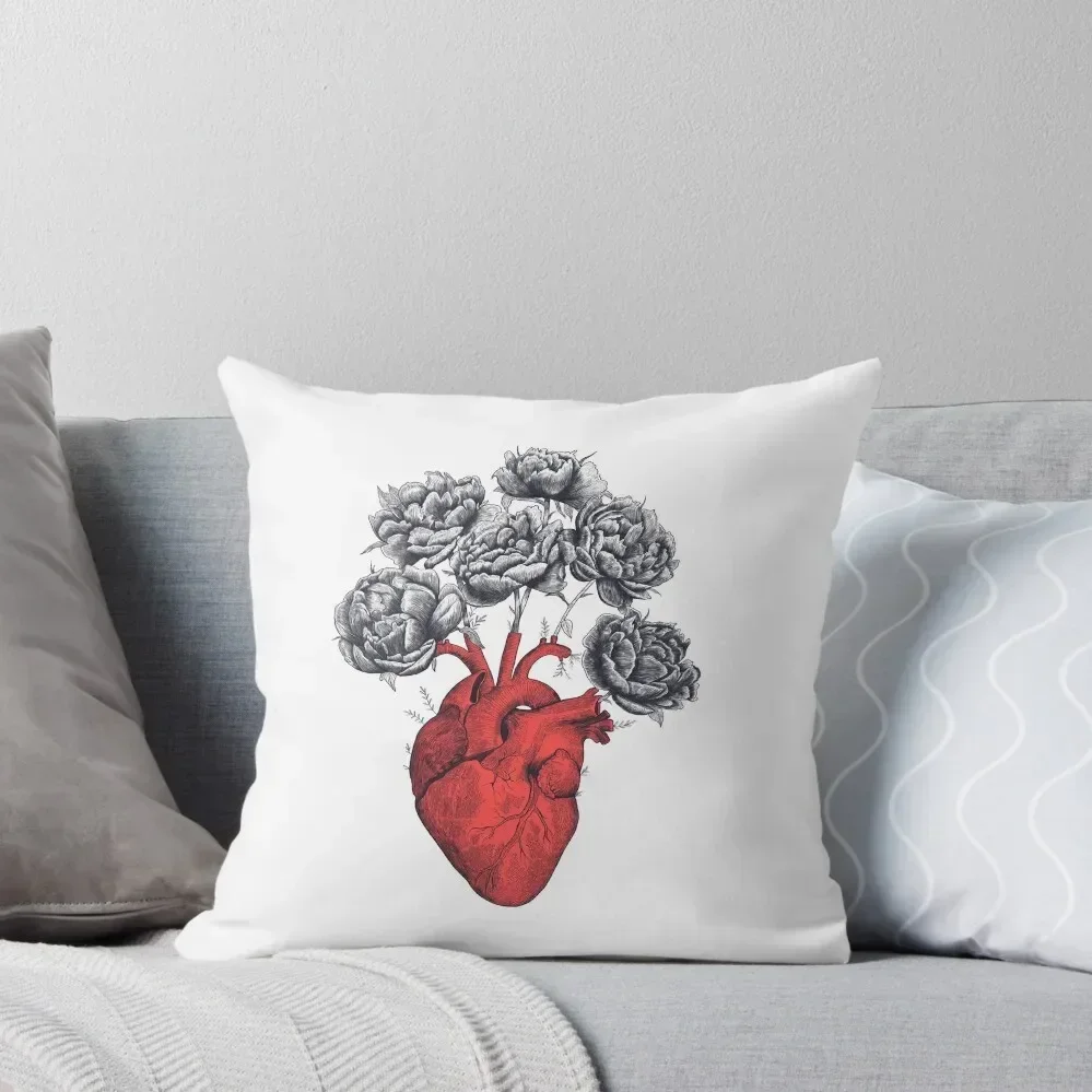 

Heart with peonies Throw Pillow Anime Cusions Cover Christmas Covers Luxury Pillow Case pillow