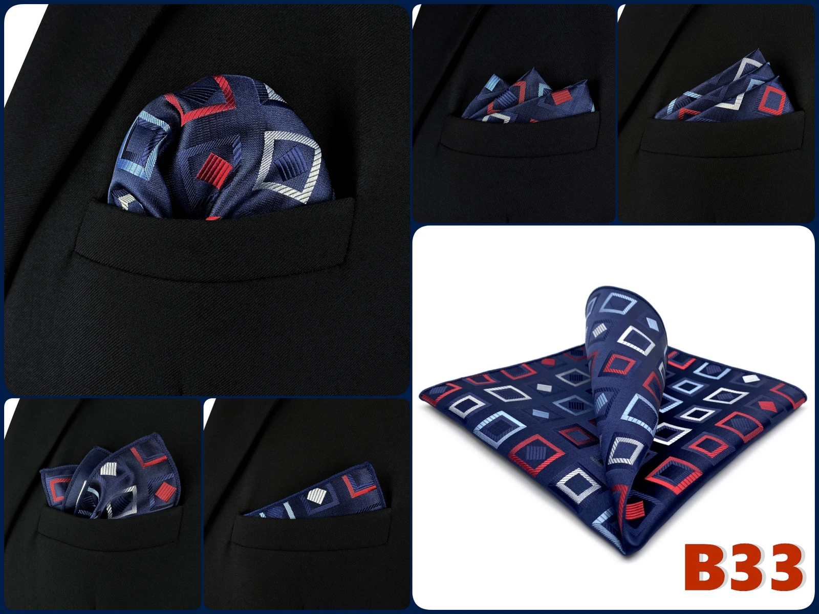 Pocket Square Handkerchief for Men Polka Dot Dots Plaid Check Checkered Suit Pocket Towel Hanky Mens Gift Wedding Business Party