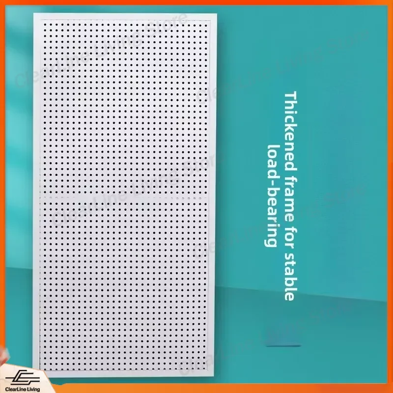 Wood Pegboard Display Rack Frame Wall Mounted Grid Shelf Perforated Board Storage Rack for Home Organization and Decor