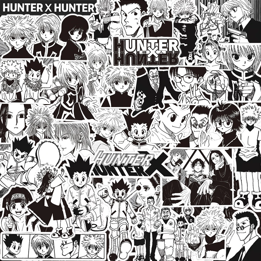 68pcs Japanese Anime HUNTER×HUNTER Stickers Classic Cool Decals Decoration Laptop Phone Luggage Black White Manga Sticker