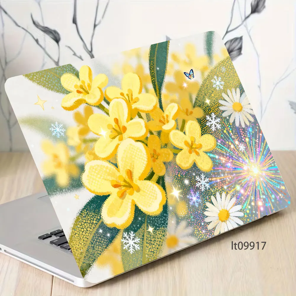Oil Painting Floral Laptop Skin Sticker, Aesthetic Flower Laptop Decal, Removable Waterproof Vinyl Cover for MacBook Air HP Dell