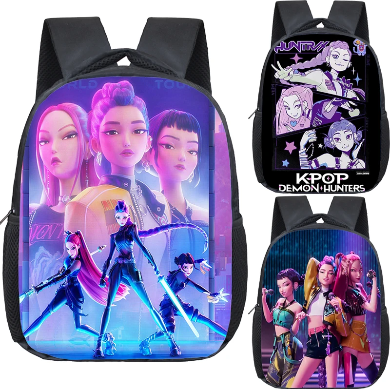 

KPop Demon Hunters Backpack 12 Inch School Bags Boy&Girl 2025 Movie Kindergarten Schoolbag Kids Orthopedic Backpacks 2-6 Year