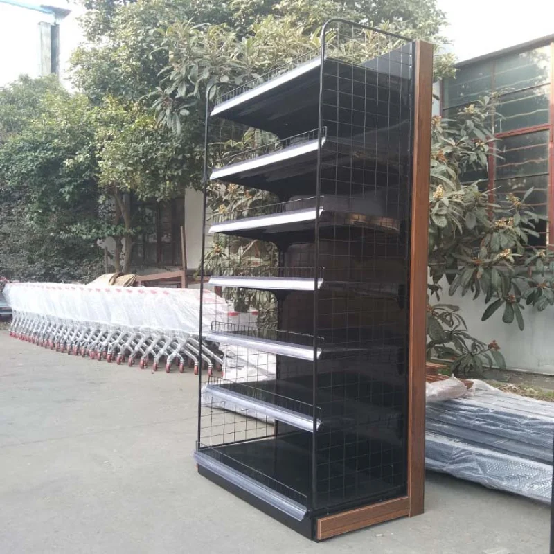 custom.Xingye Custom Heavy Duty Gondola Shelving Supermarket Retail Store Single-Sided Shelf Display Rack Side Net Good Supp