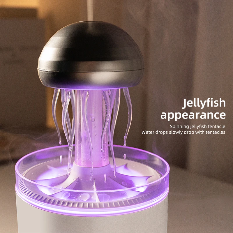 Jellyfish Humidifier Water Drip Rain Cloud Night Light Aromatherapy Essential Oil Diffuser Desk Fountain with 7 Colors Humidifie