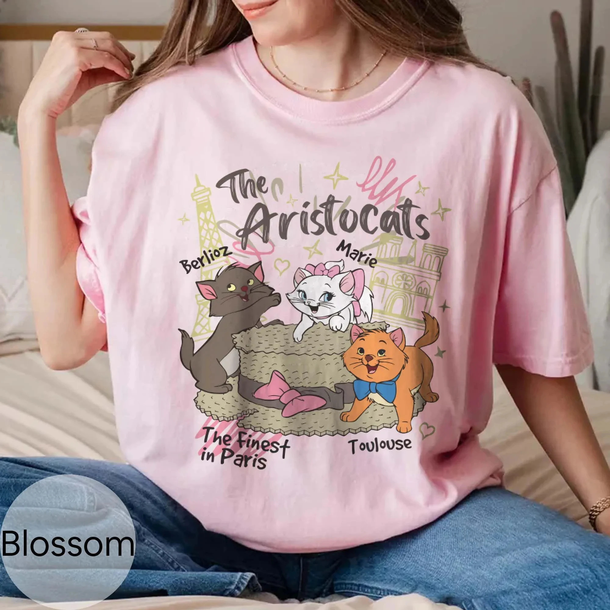 

Женская футболка Disney Retro Coquette Disney The Aristocats, хлопковая футболка с короткими рукавами, унисекс, уличная одежда, свободная повседневная одежда больших размеров