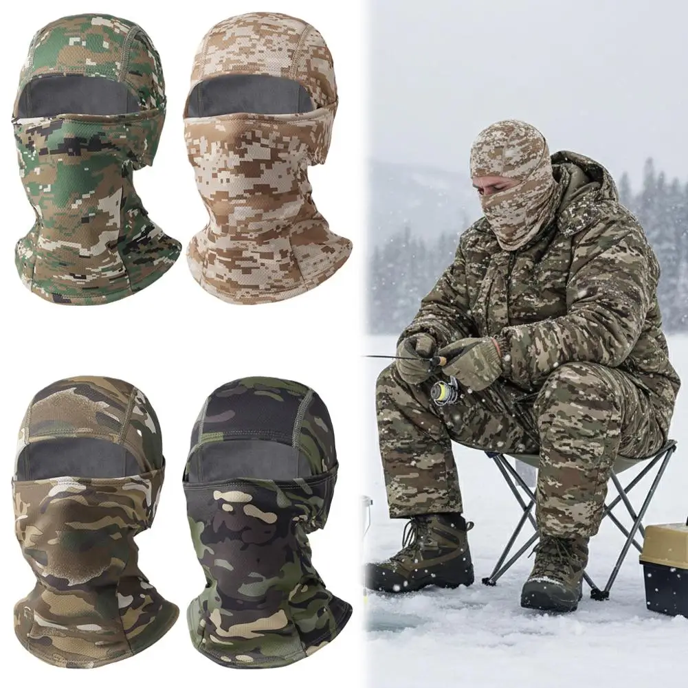 التمويه بالاكلافا قبعة الدراجات قناع الوجه الكامل الرياضة في الهواء الطلق الصيد المشي لمسافات طويلة قناع التزلج دراجة نارية خوذة قبعة داخلية