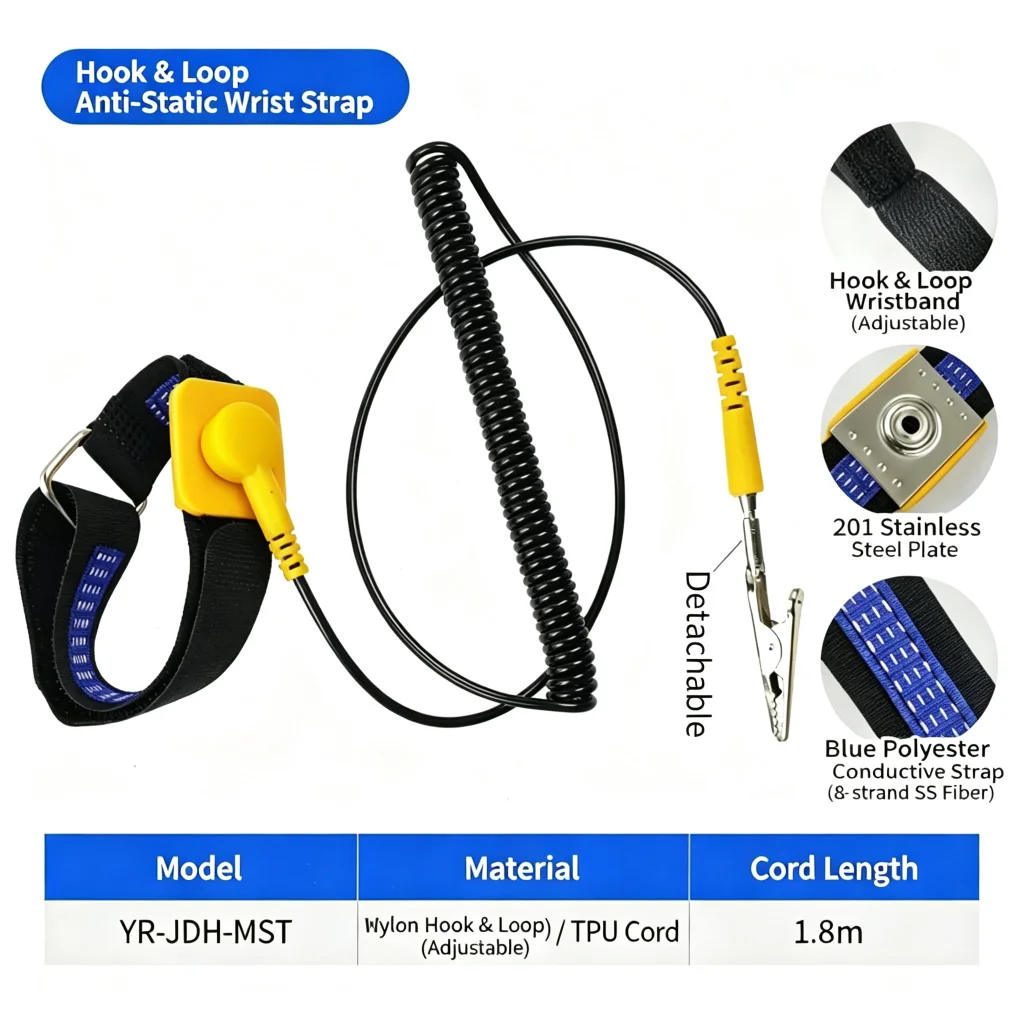 YARUN Antistatische ESD Polsband 2m Draadloze Aardingsband voor PCB Elektronische Reparatie Telefoon Optioneel Bedraad