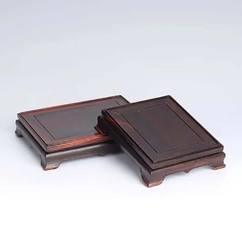 Ming Style Red Sandalwood Square Rectangular Stone Vase, Ruyi Tea Pot, Bonsai Decoration, Buddha Statue Base