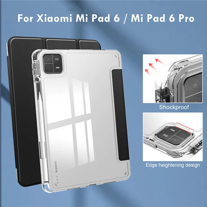 Fonda Per Xiaomi Pad 6 Pro Custodia da 11 pollici con portapenne Trasparente Guscio posteriore morbido per Xiaomi Mi Pad 6 Pro Mi Pad 6 Tablet Cover