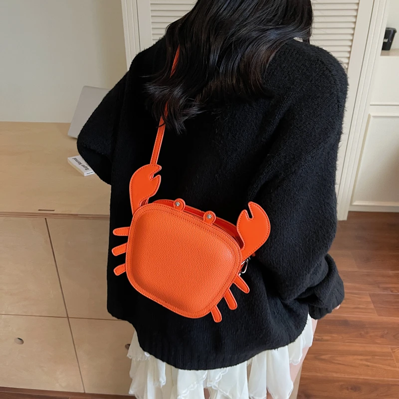 

2025 High Quality Hot Trendy Fashion Crossbody Bags PU Zipper Crab Shape Shoulder Bags Personality Exquisite Women's Bags